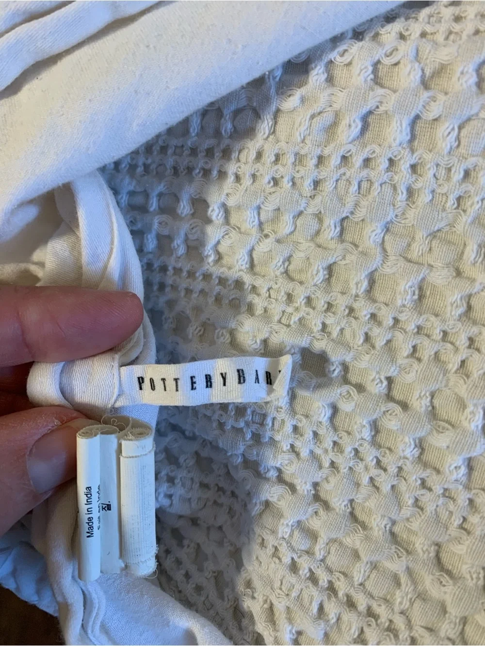 Pottery Barn Ivory Crochet Throw Blanket
